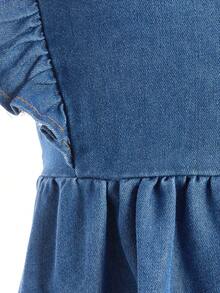 SHEIN Girls' Stylish Denim Suspender Dress, New Summer Design Princess Dress For Children - Blue - View 4