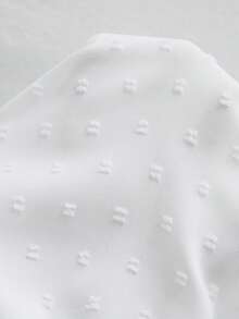 SHEIN Clasi Áo kiểu nữ tay dài cổ khoét, chất liệu vải chấm bi Thụy Sĩ cắt laser, viền ren, thanh lịch, thoải mái, dáng rộng, thích hợp cho kỳ nghỉ xuân/hè, mùa hè, dành cho nữ, đi nghỉ mát, lễ hội. Áo trắng khoét cổ, chất liệu vải dệt họa tiết, cổ chữ V, tay dài kiểu đèn lồng, thiết kế thêu đắp, áo sơ mi thường ngày, áo đi nghỉ mát. - trắng - Xem 9