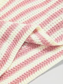 ROMWE Kawaii SpringCute Mori Style Apple Pattern Cropped Loose Flare Sleeve Sweater - Pink - View 5