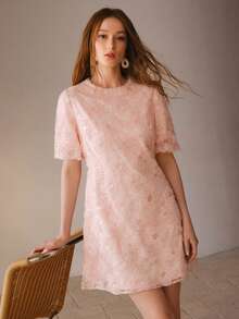 MOTF PREMIUM ĐẦM SEQUIN VIỀN NGỌC TRAI GIẢ TƯƠNG PHẢN - Màu Hồng baby - Xem 6