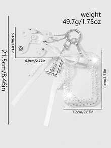 ROMWE Kawaii 1 chiếc móc khóa/giá đỡ thẻ sinh viên/thẻ ID thủ công theo phong cách Gothic tối giản Y2K, đính hạt cườm bạc, nơ ruy băng hình trái tim, dây bện bằng acrylic đen, thích hợp cho nhân viên văn phòng, sinh viên, sử dụng hàng ngày, làm quà tặng ngày lễ, Halloween. - Màu trắng - 93 - Xem 10