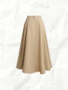 Olithes 简约浪漫优雅法式休闲百搭女式半身裙 白色毕业半身裙 夏季服装 - 卡其色 - 查看 2