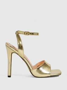 CUCCOO SZL Women's Square Toe Buckle Design Fashionable Elegant High Heel Sandals Valentine's Day - Gold - View 7