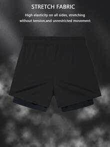 Manfinity Sport Corelite Bộ đồ thể thao nam mùa hè, gồm áo thun cổ tròn tay raglan in họa tiết và quần short, thích hợp mặc mùa hè. - màu đen - Xem 4