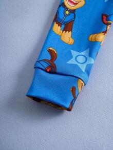 SHEIN | PAW Patrol Young Boy Comfortable Dog Print Long Sleeve Top And Pants Pajama Set, Autumn - Blue - View 8