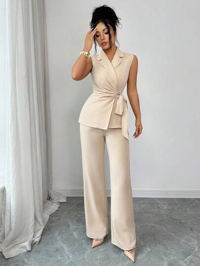 Selianne Conjunto elegante de blazer com gravata borboleta para férias românticas e para o escritório.