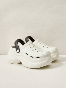 Cuccoo Ladies White And Black Breathable Hole Shoes Can Be DIY Shoe Flower Decoration Outdoor Beach Casual Sandals Bag Head Slippers Valentine's Day - White Black - View 3