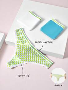 LUVLETTE 3条装柔软纯棉中腰丁字裤女士内裤套装 - 白色 - 彩色 - 查看 4