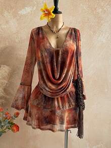 Soleia 女士深V领荷叶边复古度假约会迷你连衣裙 - 彩色 - 查看 6