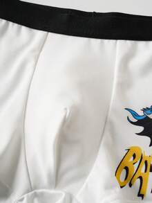 BATMAN X SHEIN 3pcs Tween Boy Cartoon Hero Logo & Letter Graphic Breathable Comfortable Boxer Briefs - Black and White - View 4