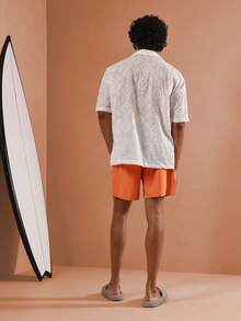 SUMWON Regular Fit Pull On Bermuda Swim Shorts Beach Summer Vacation Pool Swimming Drawstring Waist Casual Swimwear - Orange - View 5