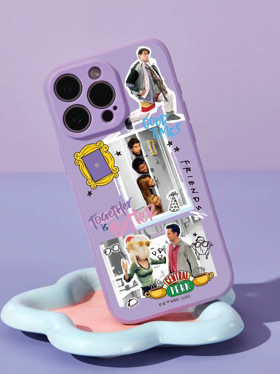 FRIENDS X SHEIN Movie Screen Print Purple Mobile Phone Case,, Suitable For 11-17 Pro Max - Light purple - View 1