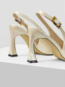 Mnmlis Zapatos de tacón de punta elegantes para mujer con hebilla, adecuados para el uso diario - Albaricoque - Ver 6
