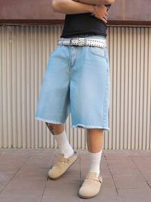 PAVTROS Men's Casual Washed Distressed Denim Shorts, Summer - Blue - View 6