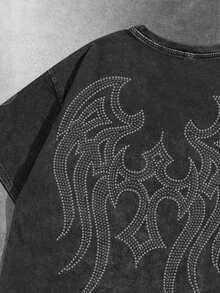 Manfinity EMRG Men's Wing & Cross Print Street Style Round Neck 100% Cotton Short Sleeve T-Shirt - Black - View 4