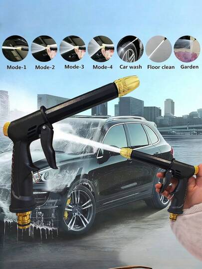 1PC High Pressure Water Gun 6 Spray Modes Adjustable Nozzle Car Wash Outdoor Cleaning Tool Garden Watering Sprinkler For Lawn Courtyard Patio Home Use