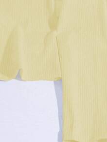 Qadelle Women's Solid Color Button Casual Versatile Commuting Long Sleeve T-Shirt - Pale Yellow - View 4