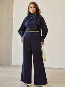 MOTF PREMIUM PLUS SIZE BLUE FLARED PANTS - Blue - View 3
