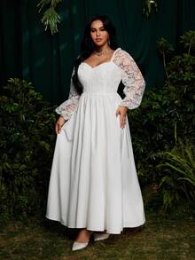 Roveilla Spring, Summer Elegant Vacation French Retro Diamond Chiffon Mesh Embroidery Texture Puff Sleeve V-Neck Waist Cinched Slim Fit Princess Dress, Spring/Summer Women Outfit, Wedding Guest - White - View 4