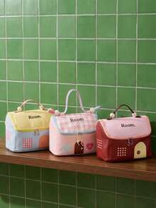 Joivida 1PC Extra Large Cosmetic Bag Portable Toiletry Bag Multi Compartment Cute Cartoon Makeup Organizer Dopamine Color Travel Storage Pouch For Women Gym Holiday Gift Tote Handbag - Multicolor - View 7