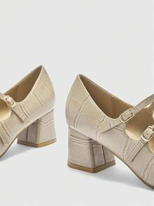 CUCCOO BIZCHIC Simple And Generous, Fashionable And Versatile, Casual Workplace Commuter Women's High-Heeled Shoes Valentine's Day - Light Grey - View 8