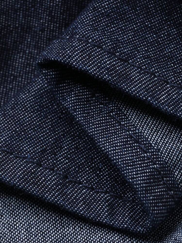 Tween Boy Single-Breasted Pocket Shirt And Loose Casual Denim Shorts Set