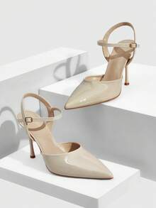 CUCCOO SZL Women Shoes Women's Pointed Thin High Heel Apricot Women's High Heel Shoes Ankle Strap Backempty Shoes Fashion Sexy Party Banquet Nightclub Fashion Simple High Heel Women's Shoes Valentine's Day