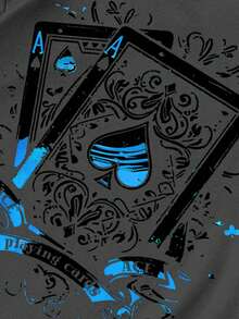 Manfinity LEGND Men's Crew Neck Drop Shoulder Short Sleeve Creative Playing Card Print T-Shirt Tarot Shirt Poker Shirt Gambling Shirt Ace Of Spades T Shirt Men Card Shirt - Dark Grey - View 3