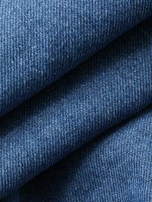 DAZY Young Girl Elastic Waist Pockets Casual Versatile Wide Leg Tapered Jeans - Blue - View 8