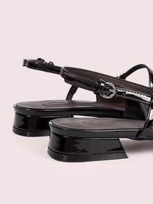 CUCCOO DOLLMOD Giày bệt mũi vuông kiểu Mary Jane màu nâu cà phê bóng, chất liệu da bóng, thích hợp cho đi làm, hẹn hò, dự tiệc, nghỉ lễ, đi học. - Màu nâu Sô-cô-la - Xem 9