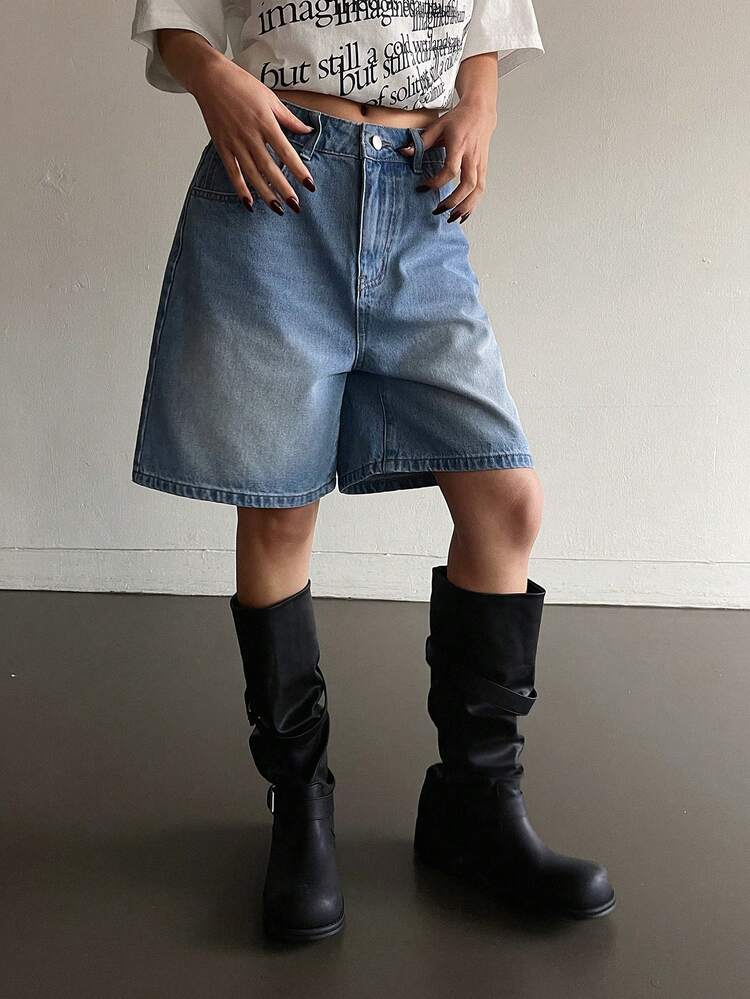 Women's Loose Fit Denim Shorts With Street Style Jorts
