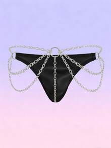 FeverCity Men's Sexy Black Chain Thong - Black - View 2