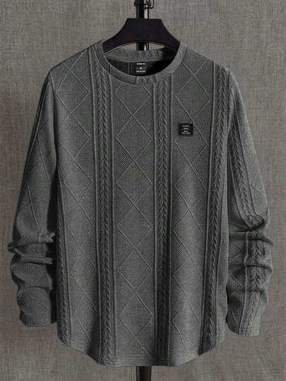 NEON BLANC 男士纯色休闲针织长袖T恤