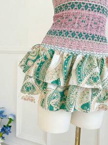 Elamini 佩斯利印花无肩带迷你连衣裙，休闲度假风 - 彩色 - 查看 5