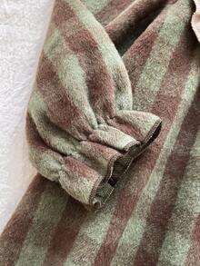 Vintaside Kids 女童休闲可爱格子图案3D立体花卉装饰长袖连衣裙，适合春、秋、冬三季室内外穿着，日常百搭。 - 綠色 - 查看 5