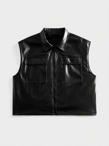 EASEVO Chaqueta con cremallera y bolsillo con solapa para hombre de talla grande, de verano y estilo urbano - Negro - Ver 2