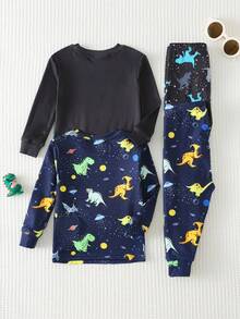Cozy Pixies 4件套男婴卡通动物夜光圆领长袖上衣和松紧腰长裤贴身睡衣套装 - 彩色 - 查看 2