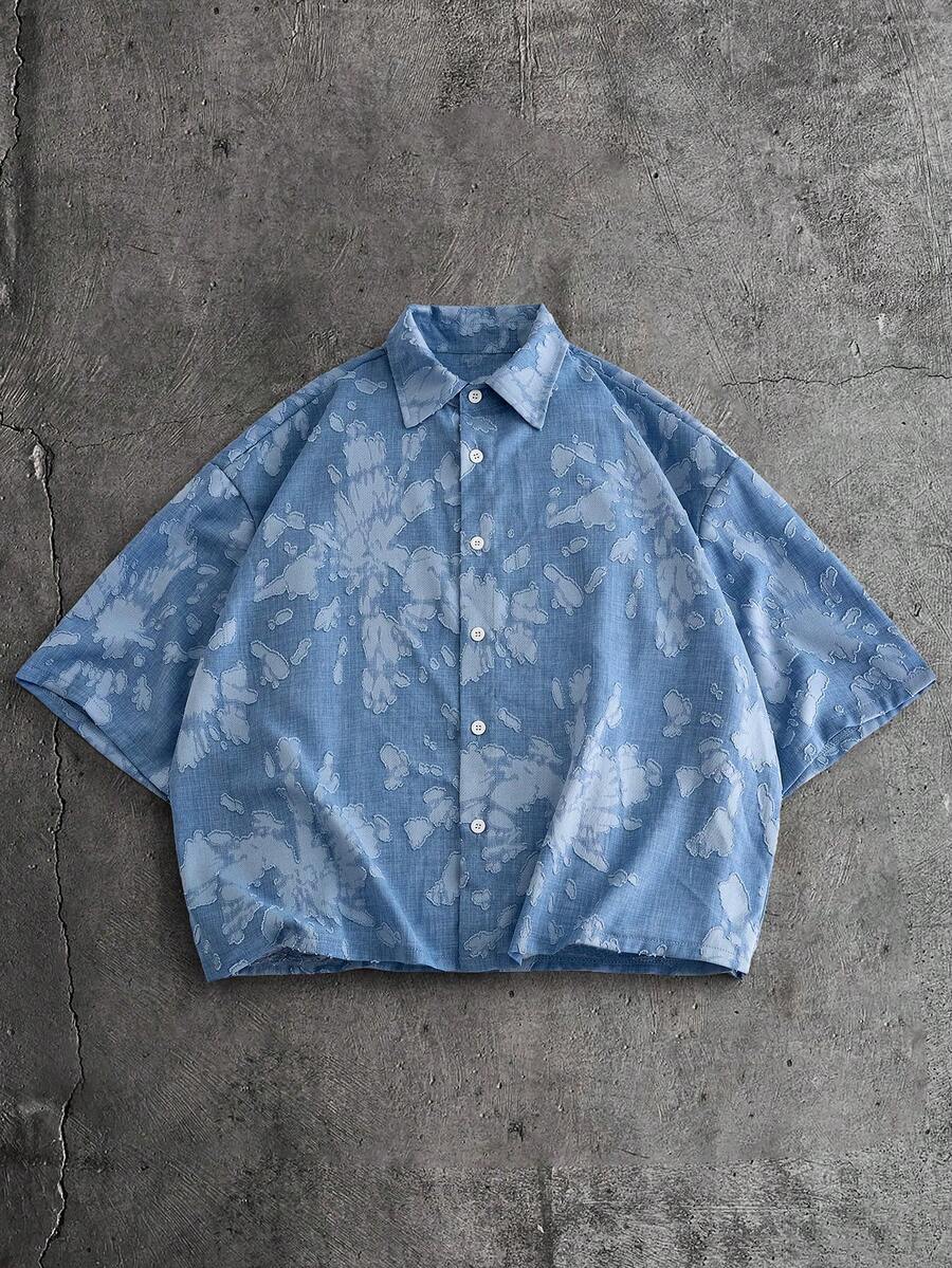 AXEPEAK Men's Casual Loose Front Button Short Sleeve Shirt, Summer - Multicolor - View 1