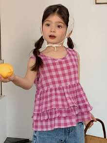 Dazy Kids 女童（小号）圆领格子衬衫 - 粉色 - 查看 5