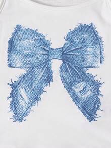 SHEIN ChillGRL 3pcs Girls Bow Strap Top With Cutout Shoulder Design And Bowknot Wide Leg Pants, Suitable For Outing And Travel In Early Autumn - Blue - View 14