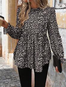 SHEIN LUNE Women's Casual Printed Basic Shirt, Autumn/Winter - Multicolor - View 1