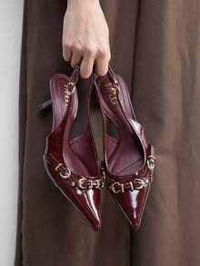 CUCCOO BIZCHIC 女士Y2K朋克风高跟鞋，适合摩托车骑行、酷女孩、万圣节、圣诞节、派对装扮 - 紅色 - 查看 1