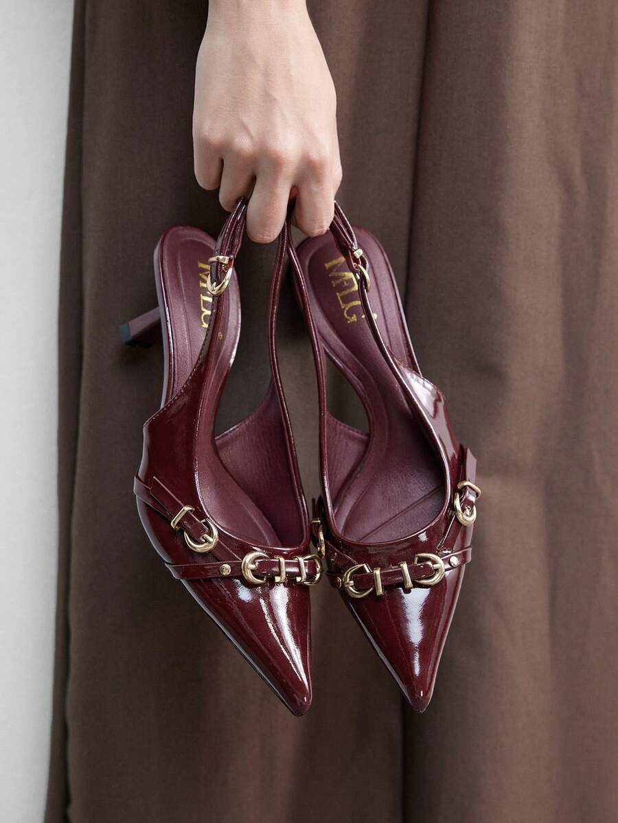 CUCCOO BIZCHIC 女士Y2K朋克风高跟鞋，适合摩托车骑行、酷女孩、万圣节、圣诞节、派对装扮 - 紅色 - 查看 1