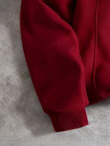 PAVTROS 男士休闲双帽拼接连帽衫，街头风，宽松版型，印花图案，情侣装，朋友装，表达爱意，街头风格，情侣款，结构设计，刺绣图案，双层帽子 - 酒紅色 - 查看 4