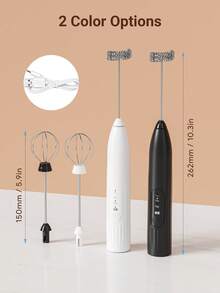 Teckwe 1个手持式电动奶泡器，带电池，电动奶泡棒，饮品搅拌器，配有不锈钢搅拌器，适用于咖啡、抹茶、拿铁、卡布奇诺，可打奶泡、搅拌，白色 - 彩色 - 查看 6