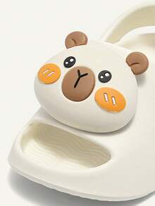 Cozy Pixies 一双婴儿透气露趾可爱小熊拖鞋，夏季户外沙滩防滑平底婴儿拖鞋 - 米色 - 查看 6