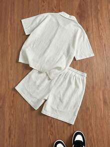 SWAVVY Men's Casual 2 Pieces Set, Fashion Comfortable Daily Beach Party Minimalist Style Loose Fit - White - View 4