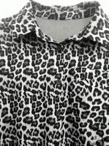 Franclia Women's Casual Loose Long Sleeve Shirt, Leopard Print Pattern, Simple And Versatile For Everyday Wear, Autumn/Winter - Multicolor - View 4