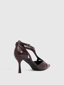 CUCCOO SZL Women's Pointed Toe Buckle Design Everyday Versatile Fashion High Heels Spring Shoes - Coffee Brown - View 3