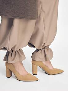 Mnmlis Tacones altos de punta elegantes para mujeres para ir al trabajo - Caqui - Ver 10